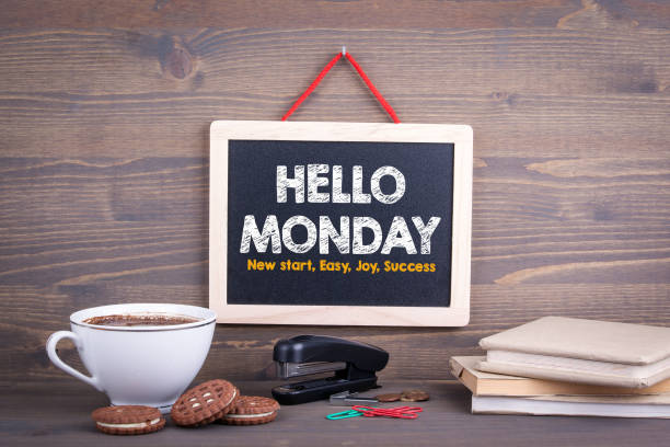 istock Hello Monday concept. Chalkboard on a wooden background 838391226