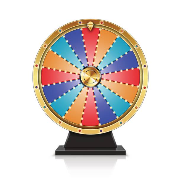 istock Wheel of fortune with glowing lamps 838391434