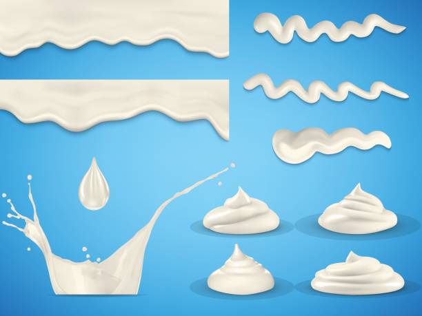 cream set cream set isolated on blue sour face stock illustrations