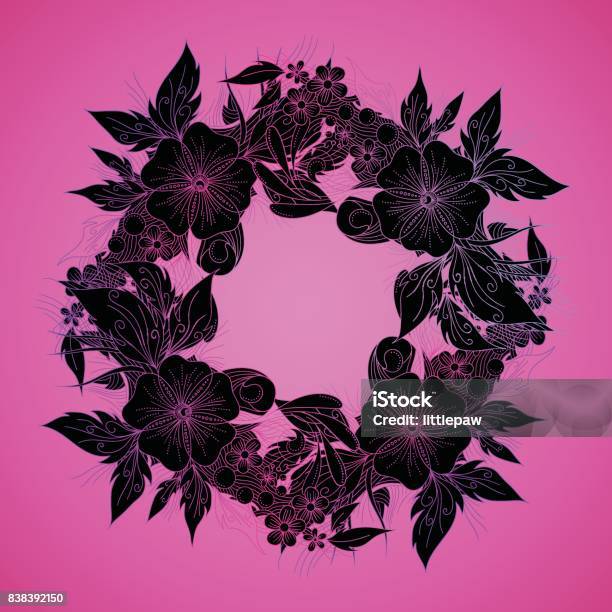 Romantic Floral Frame With Flowers Vector Illustration Card Design Template Stock Illustration - Download Image Now