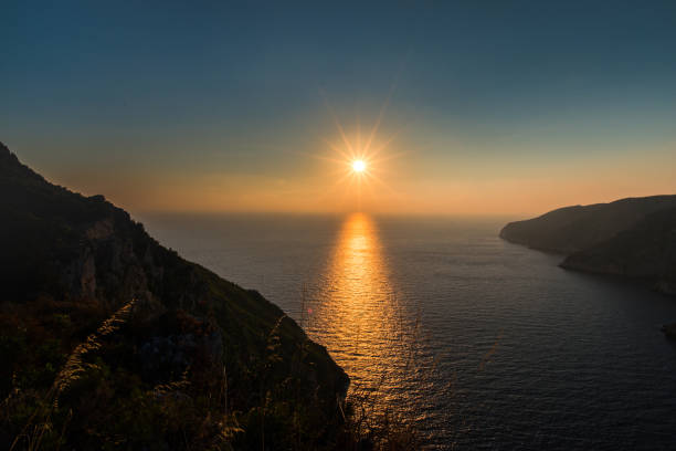 Sunset and clouds at the evening in thassos island