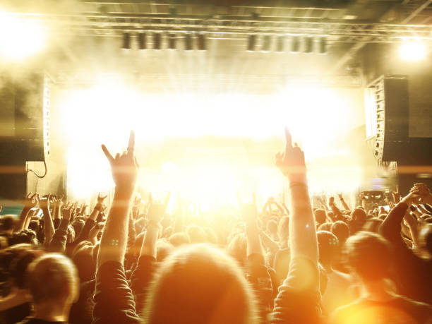istock Raised hands in front of a concert stage 838399076