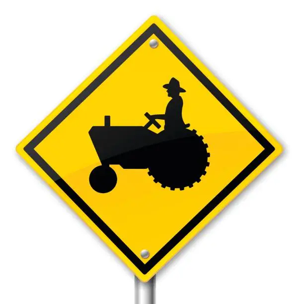 Vector illustration of Farmer Tractor Warning Sign