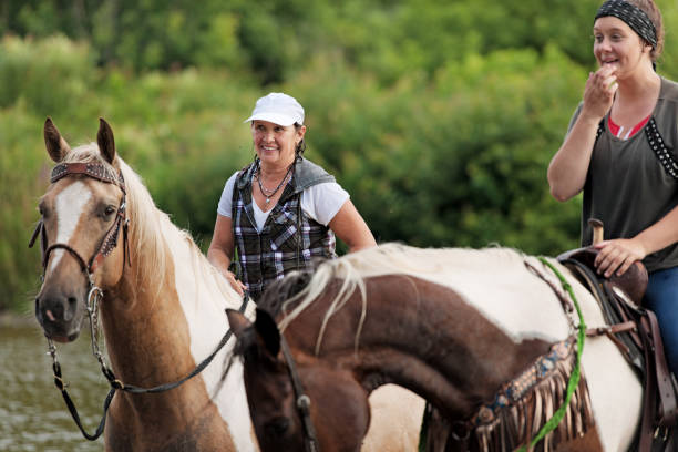 Group of young horse riders