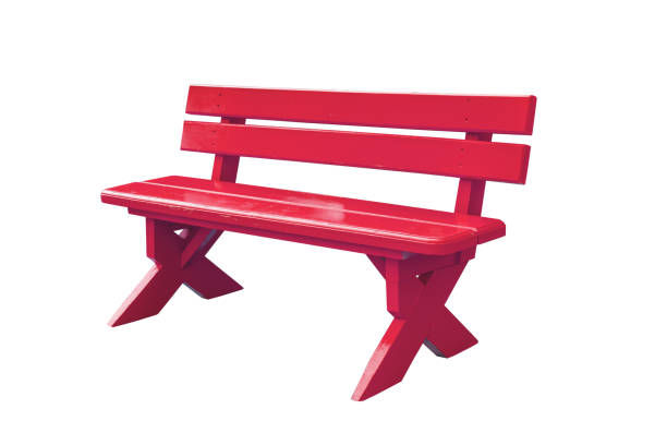 istock red wood bench isolated on white background with clipping path. 838409238
