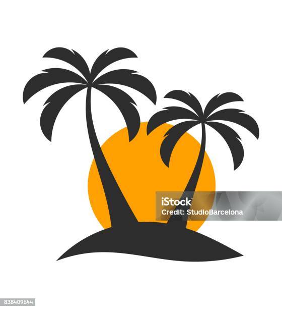 Ilustración de Isla De Onr De Árboles De Palm y más Vectores Libres de Derechos de Palmera - Palmera, Ícono, Isla