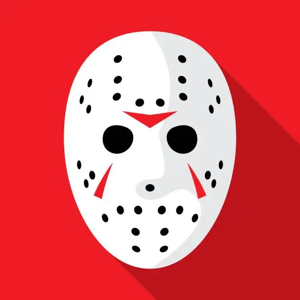 Vector illustration of Hockey Mask Icon Flat