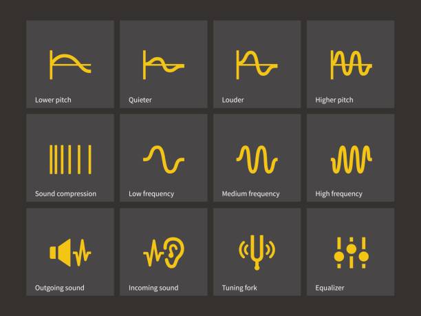 machaj i wyrównaj ikony audio - high frequencies stock illustrations