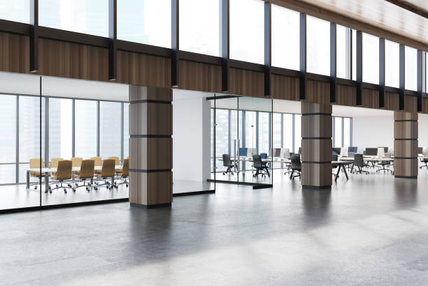 istock Conference room and open space office, wood, side 838413464