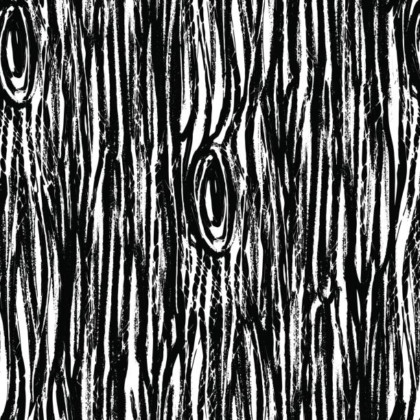 잉크 손으로 그려진된 추상적인 나무 원활한 패턴 - bark backgrounds textured wood grain stock illustrations