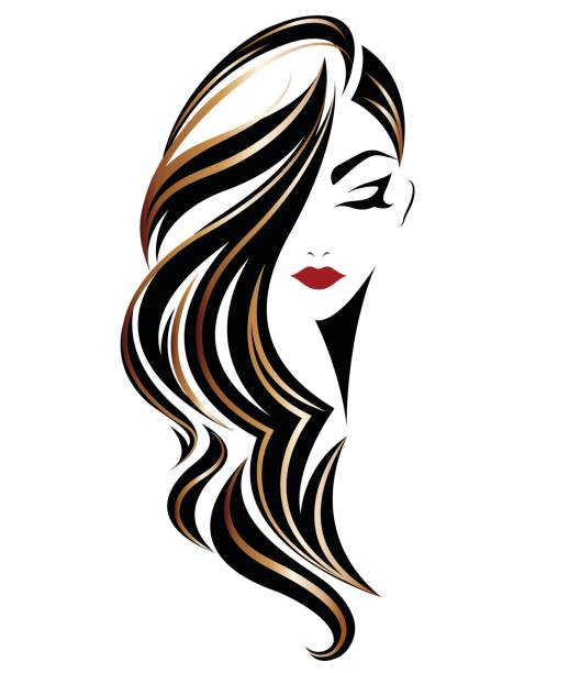 Women Long Hair Style Icon Emblem Women On White Background Stock  Illustration - Download Image Now - iStock