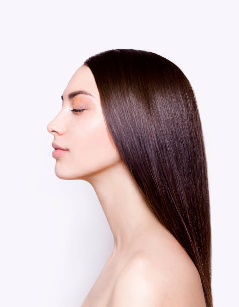 istock Beautiful young woman profile portrait with eyes closed 838414236
