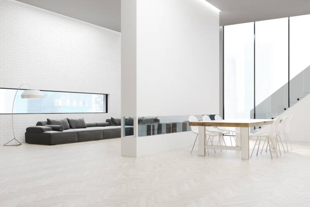 istock Gray sofa living room with a table 838421600