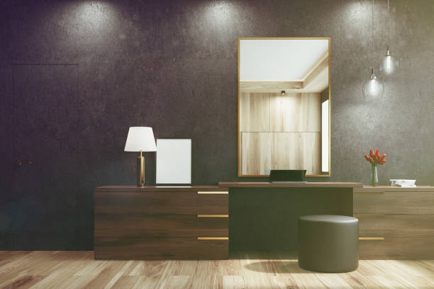 istock Black living room with a mirror, toned 838424982