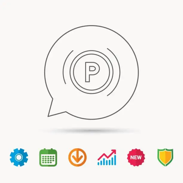 Vector illustration of Parking icon. Dashboard sign.