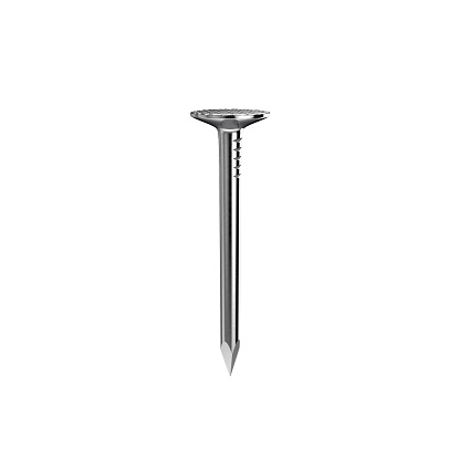 Steel nail. Isolated on white background. 3D rendering illustration.
