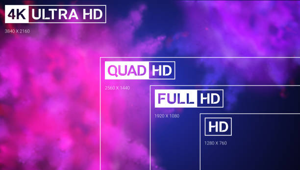 8k ultra hd, vektor 4 k uhd, quad-hd, full-hd-auflösung-präsentation - hd 1080 stock-grafiken, -clipart, -cartoons und -symbole