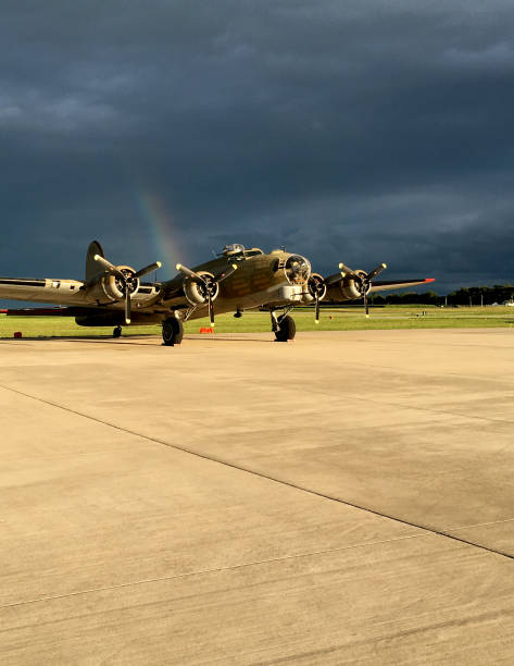 World War II airplane.  Vertical composition. stock photo