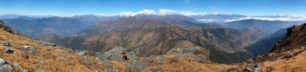 istock Panoramic view of himalaya range from Pikey peak 838439588