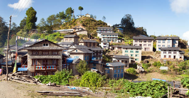 khiji バザール村、東ネパール エベレスト地域へのトレッキング - mountain himalayas india cabin ストックフォトと画像