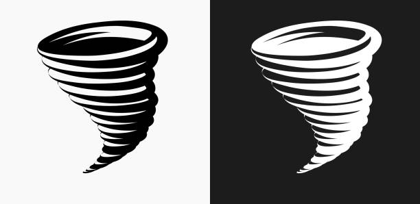 illustrations, cliparts, dessins animés et icônes de icône de tornade sur noir et blanc vector backgrounds - tornade