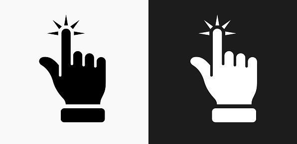 Tip of the Fingers Icon on Black and White Vector Backgrounds. This vector illustration includes two variations of the icon one in black on a light background on the left and another version in white on a dark background positioned on the right. The vector icon is simple yet elegant and can be used in a variety of ways including website or mobile application icon. This royalty free image is 100% vector based and all design elements can be scaled to any size.
