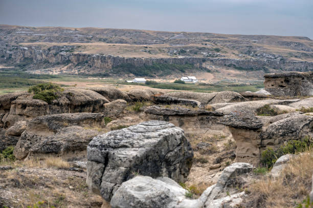istock Old RCMP Barracks on Milk River in Writing on Stone Provincial Park 838458656