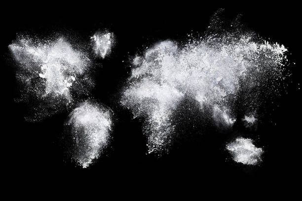 Set of dust powder clouds shaped like earth map stock photo