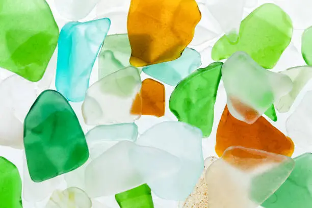 Abstract background of backlighted seaglass stones