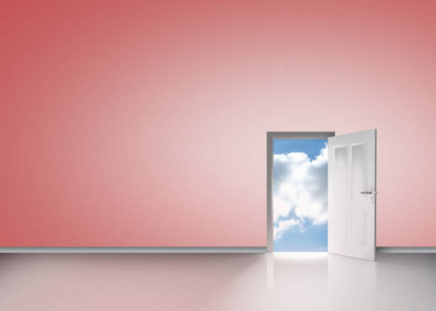 istock Door opening showing blue sky 838467072