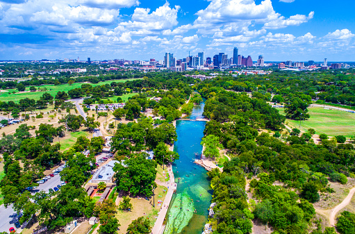 Austin Texas Barton Springs Aerial drone