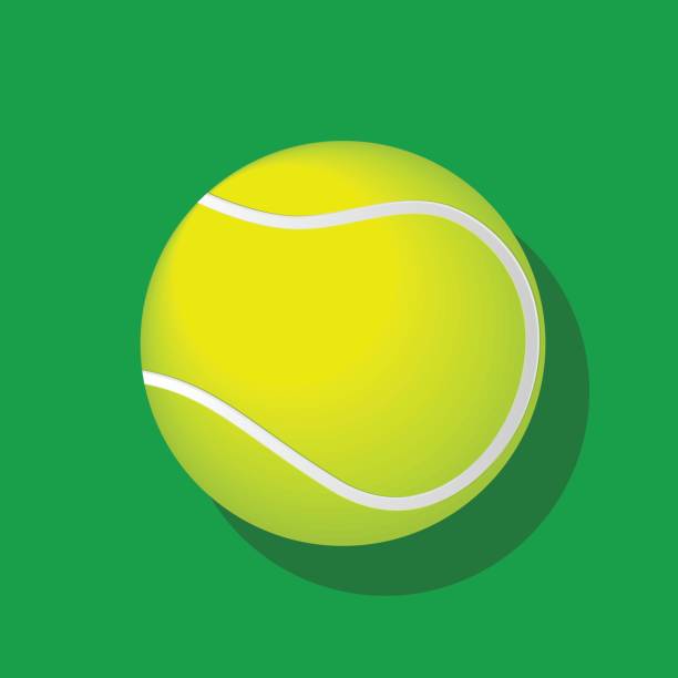 stockillustraties, clipart, cartoons en iconen met tennisbal met schaduw op groene achtergrond-vector illustratie - tennisbal