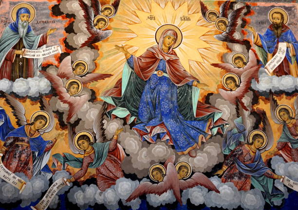 dipinti religiosi del monastero di rila in bulgaria - rila mountains foto e immagini stock