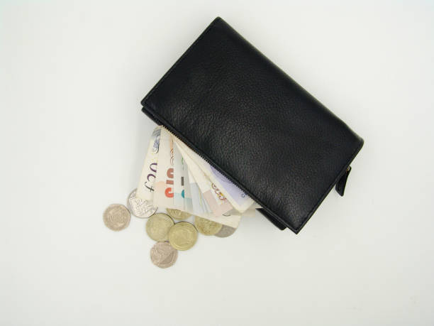 istock Black purse with British money 838474466