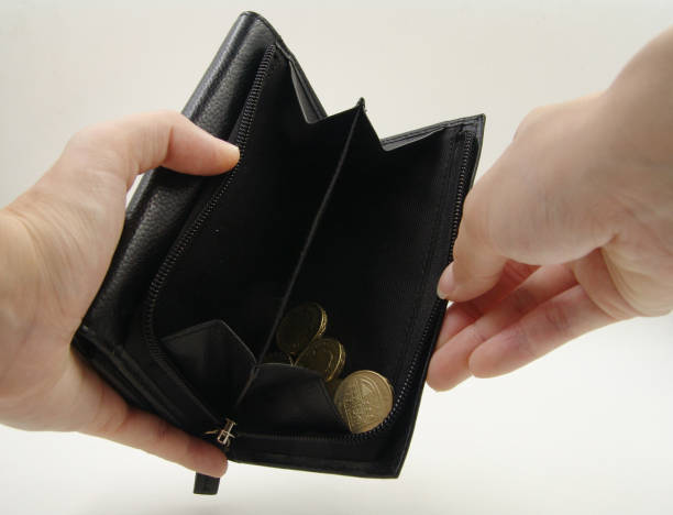 istock Black purse with British money 838474744