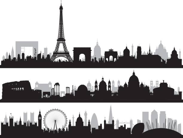 paris, roma, dan london, semua bangunan lengkap dan bisa dimusykakan. - basilika santo petrus ilustrasi stok