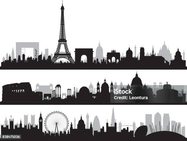 Paris Rome And London All Buildings Are Complete And Moveable Stock Illustration - Download Image Now