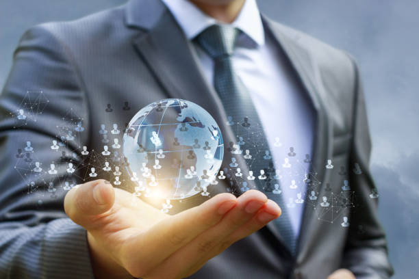 istock Businessman showing a global business network. 838475912