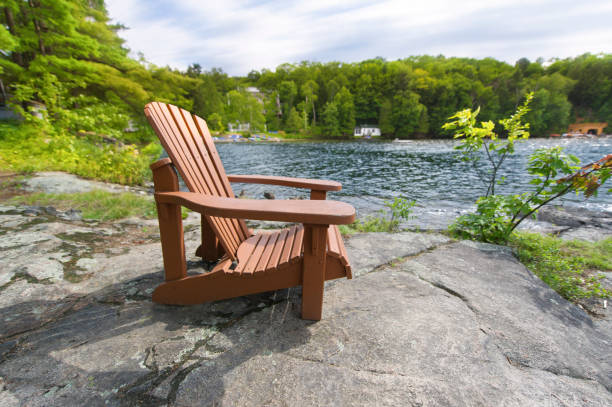 istock Muskoka chair on a rock formation 838477332