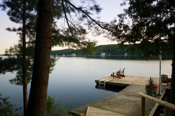 istock Muskoka chairs on a wooden dock 838477436