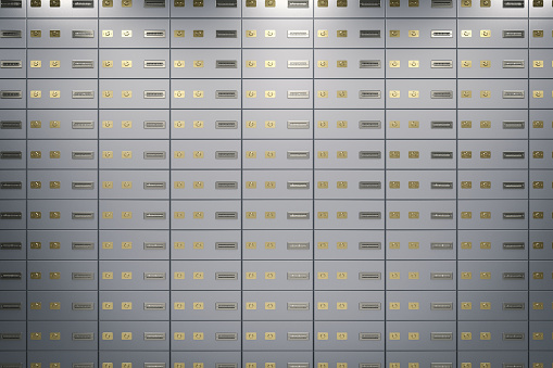 3d rendering safe deposit boxes or strongboxes background