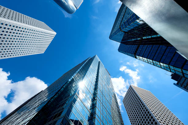 istock Modern skyscrapers shot with perspective 838479252