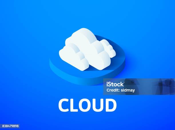 Cloud Isometric Icon Isolated On Color Background Stock Illustration - Download Image Now - Cloud Computing, Isometric Projection, Three Dimensional