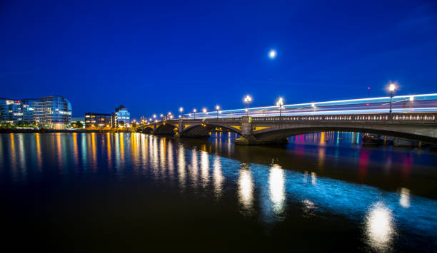 istock Night in London Battersea Bridge  England 838481646