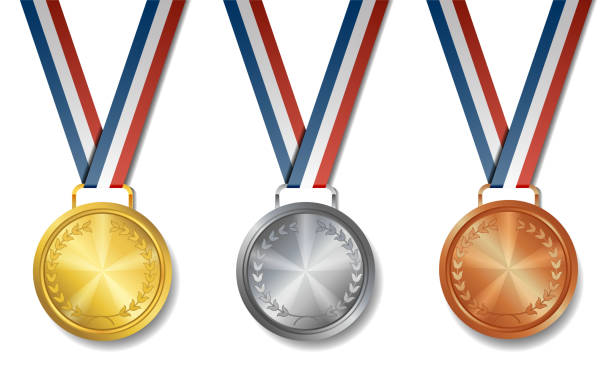 istock Set of gold, silver, bronze award medals 838483610