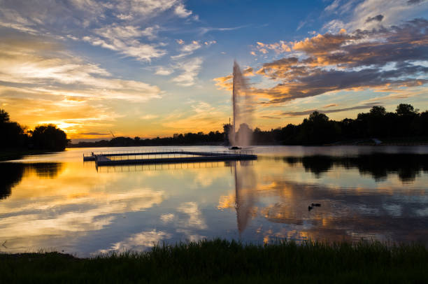 istock Ducks on Ada lake just before the colorful autumn sunset, Belgrade 838485138