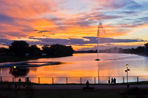istock Colorful october evening reflections on Ada lake surface in Belgrade 838485208