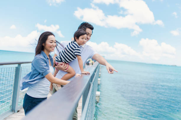 istock Japanese family walking bridge with smile 838486080