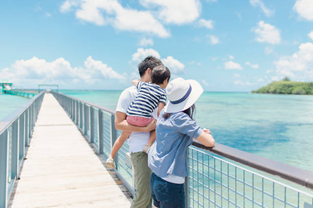 istock Japanese family walking bridge with smile 838486104