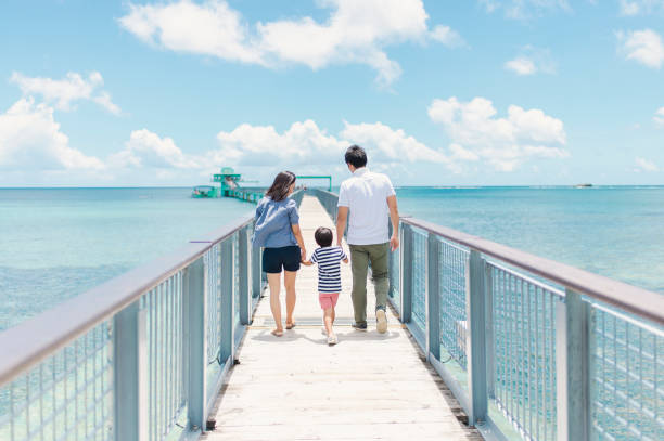 istock Japanese family walking bridge with smile 838486158